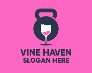 Fitness Kettlebell Wine Glass  logo design