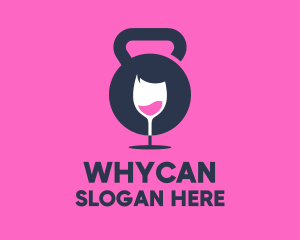 Cocktail - Fitness Kettlebell Wine Glass logo design