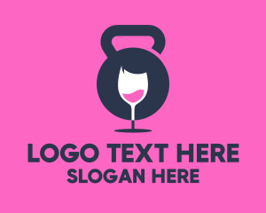 Liqueur - Fitness Kettlebell Wine Glass logo design