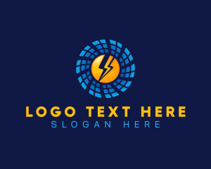 Renewable - Solar Electricity Lightning logo design