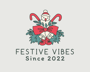 Festive Holiday Wreath logo design