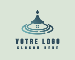Rain - Abstract Home Water Droplet logo design