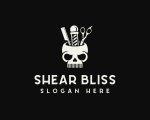 Skull Barber Hairstylist logo design