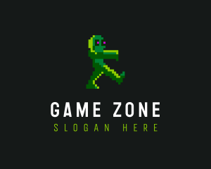 Gaming Pixelated Zombie logo design