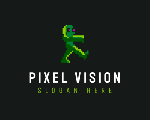 Gaming Pixelated Zombie logo design