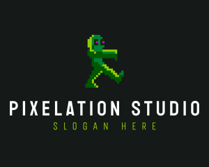 Gaming Pixelated Zombie logo design