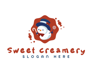 Snowman Sweet Candy logo design