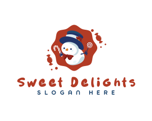 Snowman Sweet Candy logo design