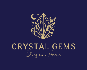 Night Crystal Leaves logo design