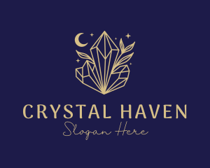 Night Crystal Leaves logo design