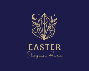 Healing - Night Crystal Leaves logo design