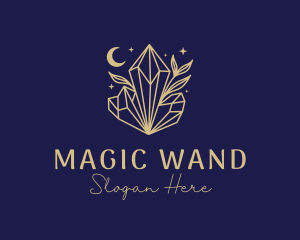 Night Crystal Leaves logo design