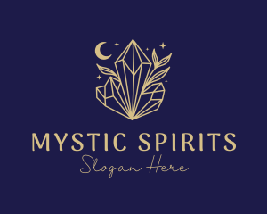 Night Crystal Leaves logo design