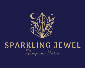 Night Crystal Leaves logo design