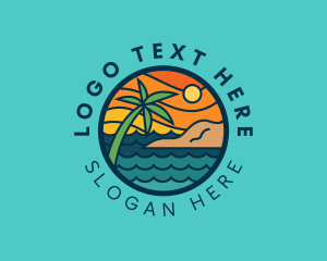 Sea - Tropical Island Beach logo design