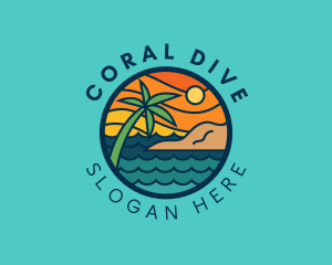 Snorkeling - Tropical Island Beach logo design