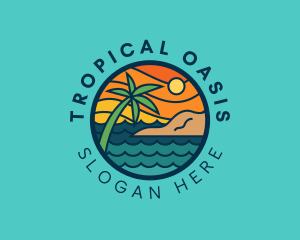 Island - Tropical Island Beach logo design