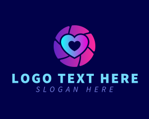 Vlogger - Heart Camera Shutter logo design