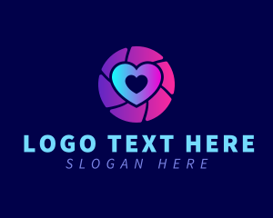 Vlog - Heart Camera Shutter logo design