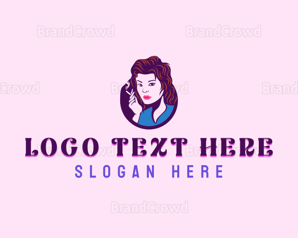 Lady Smoking Cigarette Logo