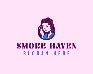 Lady Smoking Cigarette logo design