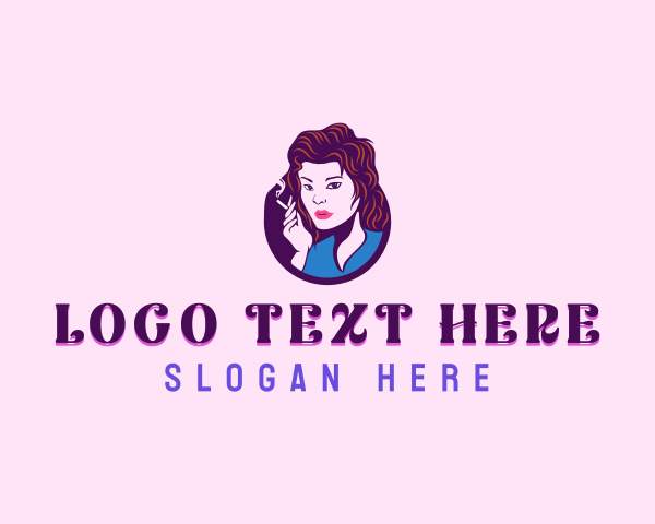 Lady - Lady Smoking Cigarette logo design