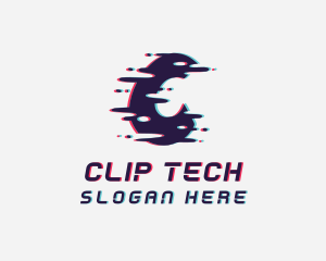 Animation Glitch Letter C logo design