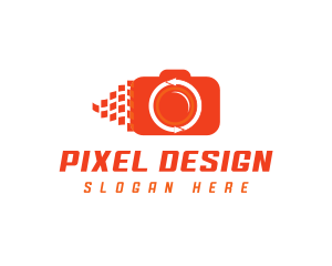 Camera Pixels Arrows logo design