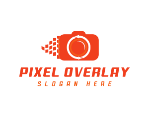 Camera Pixels Arrows logo design