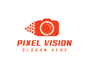 Camera Pixels Arrows logo design