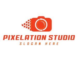 Camera Pixels Arrows logo design