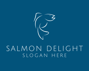 Salmon - Animal Fish Line Art logo design