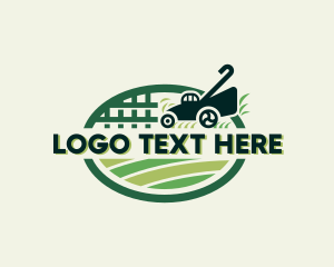 Lawn Mower Grass Landscaping Logo