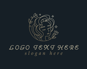 Gold Floral Woman Cosmetics logo design