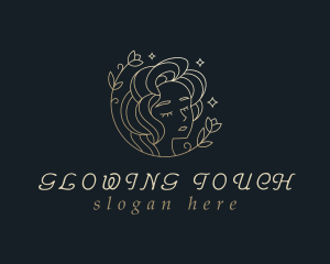 Facial - Gold Floral Woman Cosmetics logo design