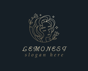 Gold Floral Woman Cosmetics logo design