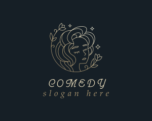 Gold Floral Woman Cosmetics logo design