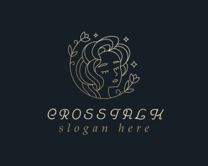 Gold Floral Woman Cosmetics logo design