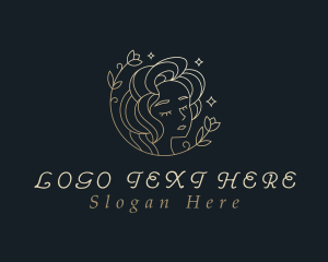 Gold Floral Woman Cosmetics Logo