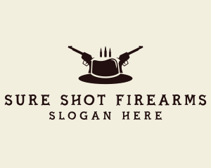 Handgun - Western Fedora Hat logo design