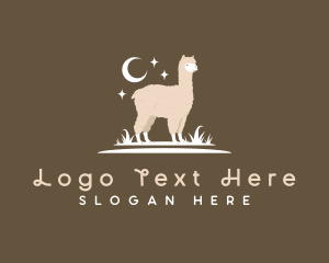 Moon - Alpaca Llama Grass logo design