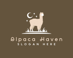 Alpaca Llama Grass logo design