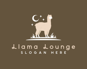 Alpaca Llama Grass logo design