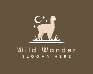 Alpaca Llama Grass logo design