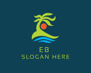 Water - Palm Tree Sun Sea logo design