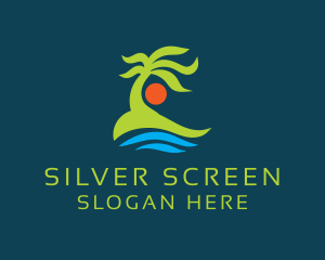 Swim - Palm Tree Sun Sea logo design