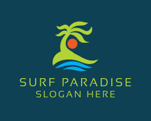 Palm Tree Sun Sea logo design