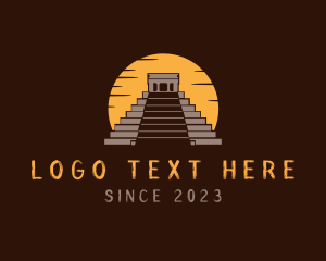 Aztec - Rustic Temple Pyramid logo design