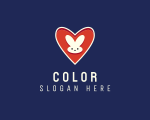 Pet Shop - Cute Heart Rabbit logo design