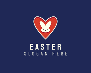 Cute Heart Rabbit logo design